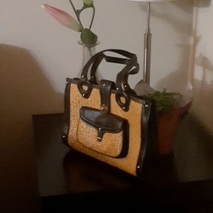 Etienne Aigner Straw and Leather Handbag NWOT